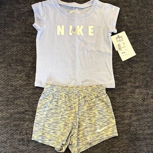 Nike Light Blue Tee and Patterned Shorts Set